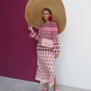 ZARA PINK CUT OUT PRINT TUNIC DRESS ROUND NECK